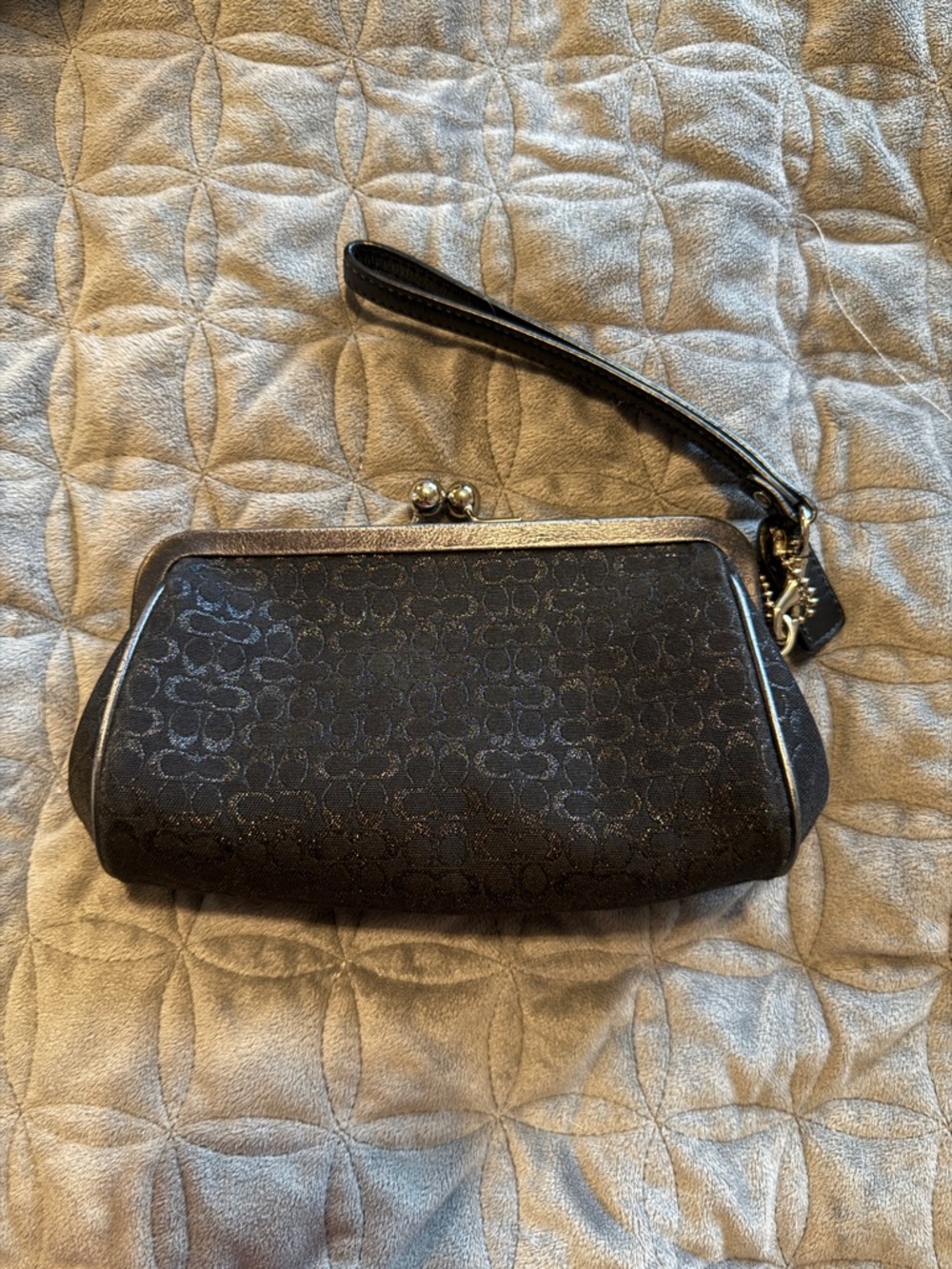 Coach Black Signature Wristlet Clutch